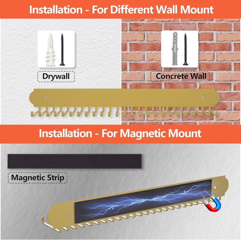 FIPUTE Can Cooler Sleeves Holder Magnetic for Fridge/Wall Mounted, 25 Hooks Metal Beer Can Sleeves Storage Organizer and Dispenser, Gifts for Men Dad, Home Bars (1PACK-Gold) - Image 3